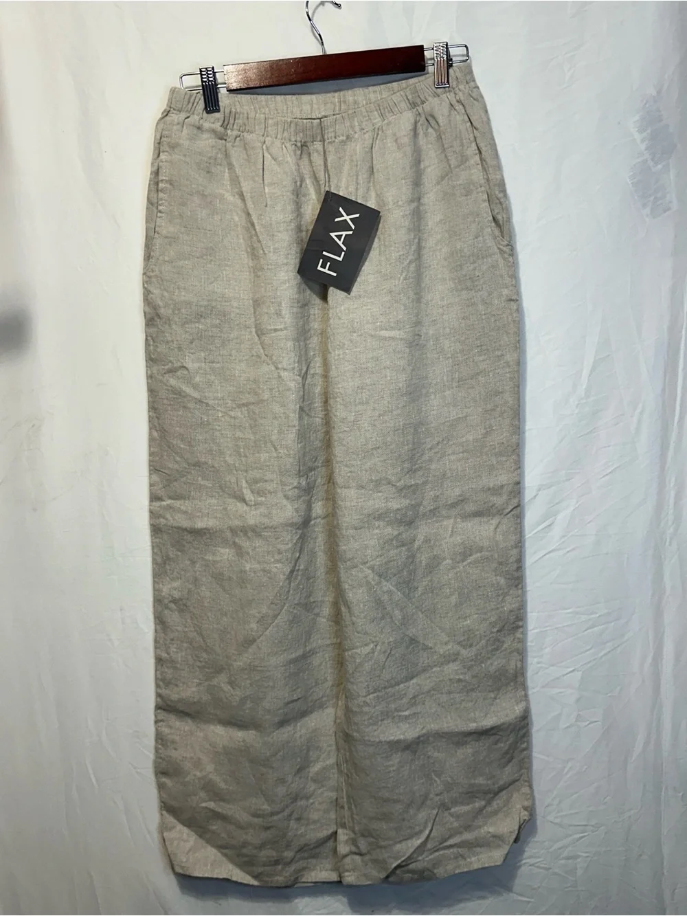 Flax Men's Casual Linen-Blend Chinos in Light Beige